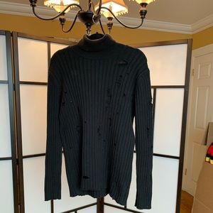 Black Distressed Turtleneck